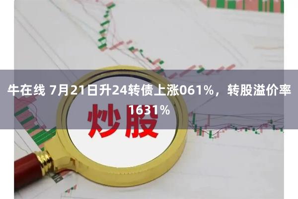 牛在线 7月21日升24转债上涨061%,转股溢价率1631%